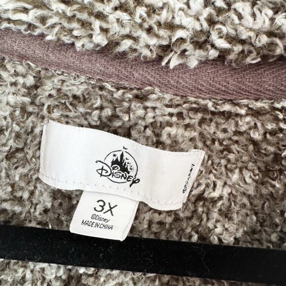 Disney Disneyland Resort Grey Sherpa Furry Fleece D Icon Full Zip Jacket - 3X - Picture 6 of 10